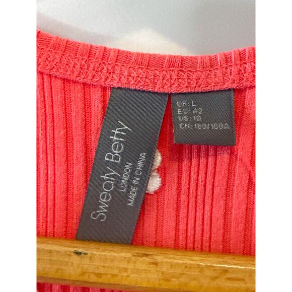 Anthropologie NWT Sweaty Betty Pink Ribbed Tank Midi Dress Size Large - Picture 7 of 10